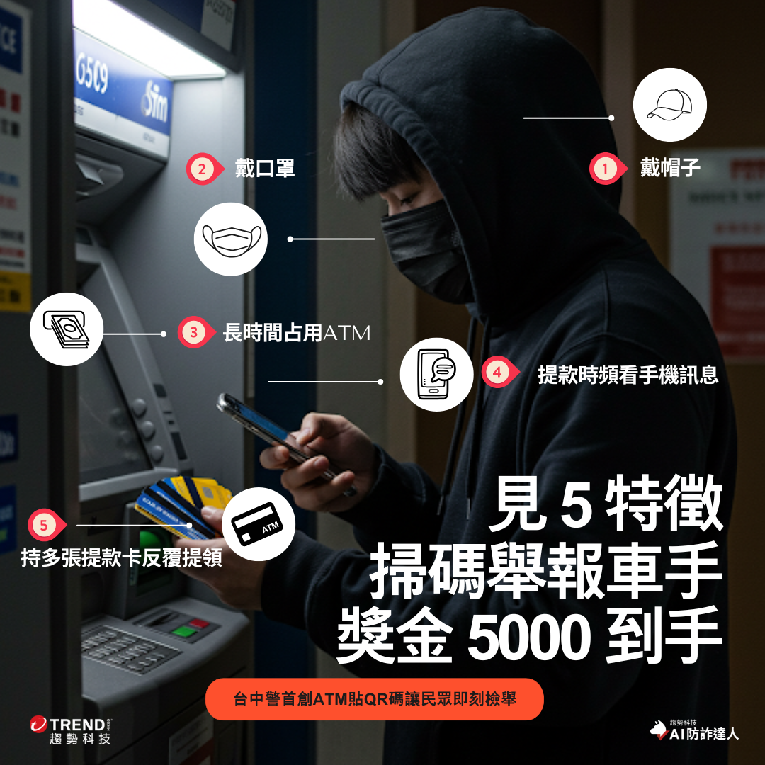 ATM反詐騙」5 特徵揪出車手，5000獎金到手！ - 資安趨勢部落格
